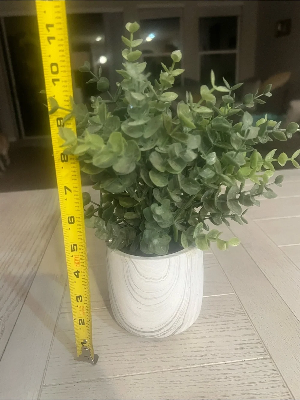 Artificial Eucalyptus Plant in Marble Pot